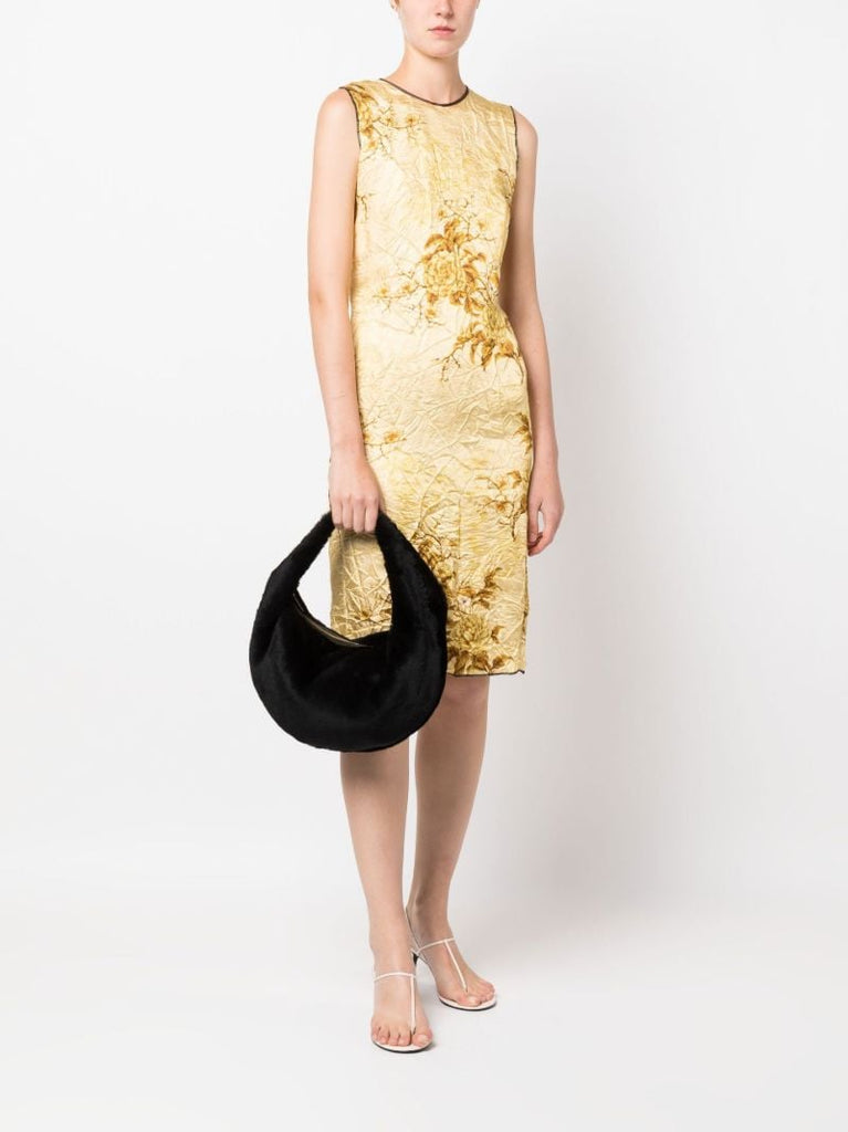 Black Olivia Medium Shearling Shoulder Bag
