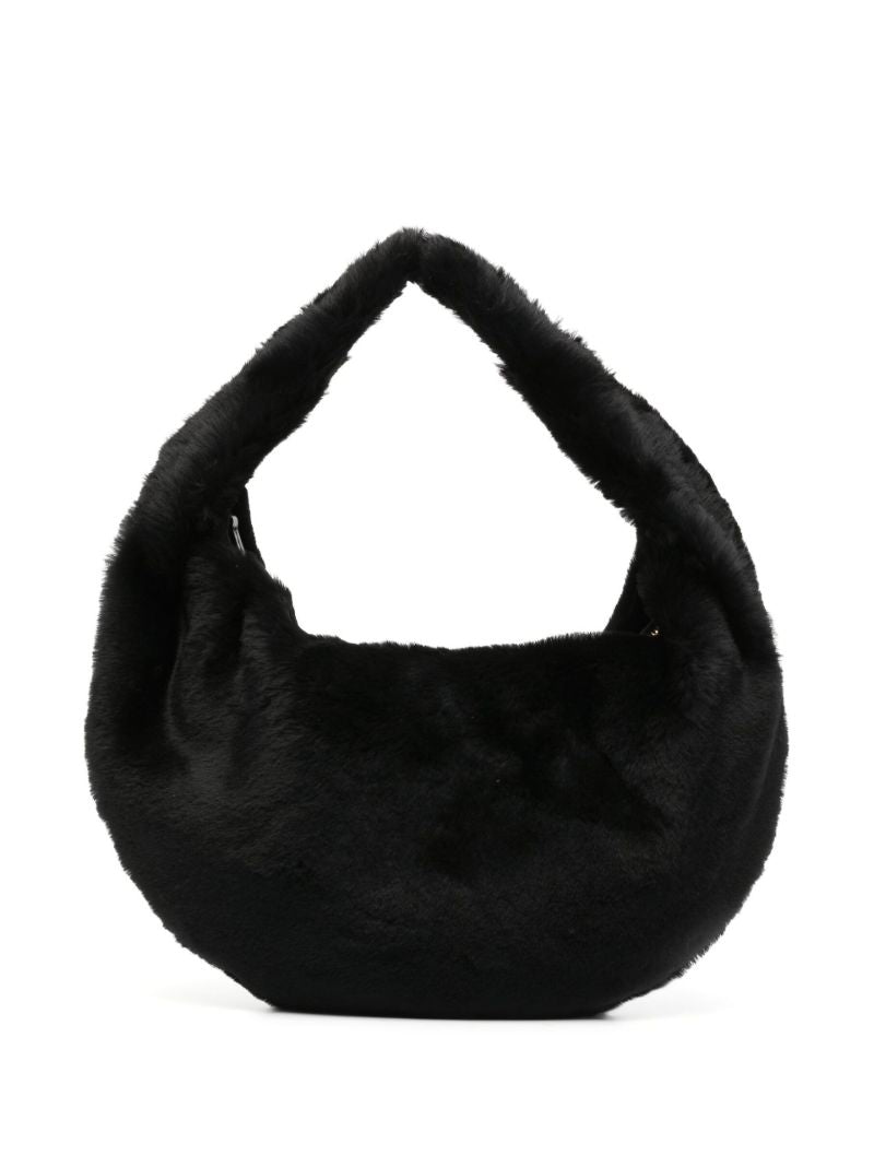 Black Olivia Medium Shearling Shoulder Bag