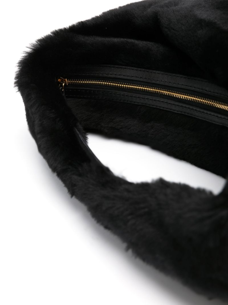 Black Olivia Medium Shearling Shoulder Bag
