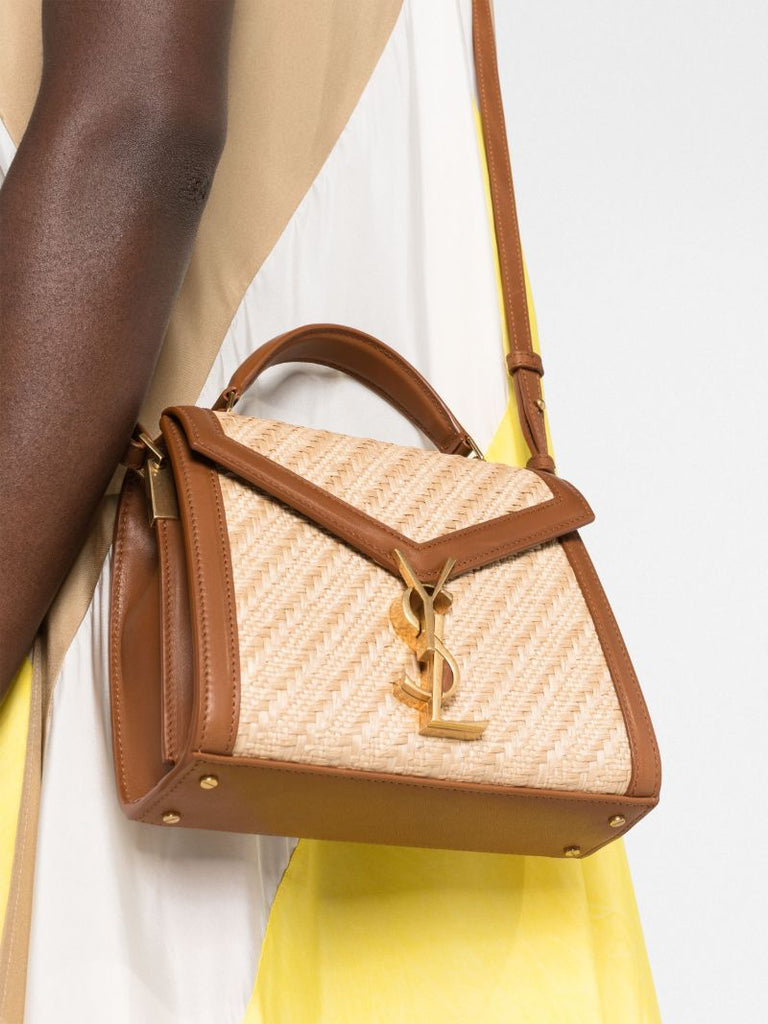 Neutral Cassandra Raffia Top Handle Bag