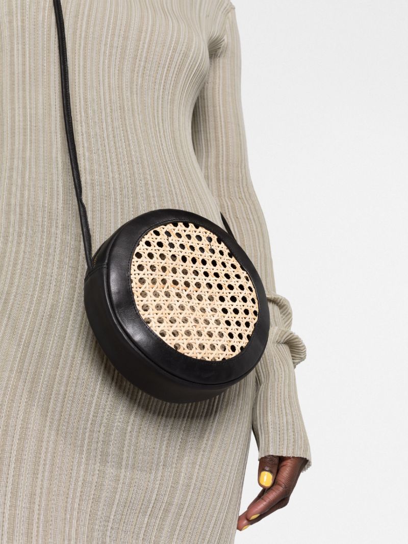 Black Rattan Cross Body Bag