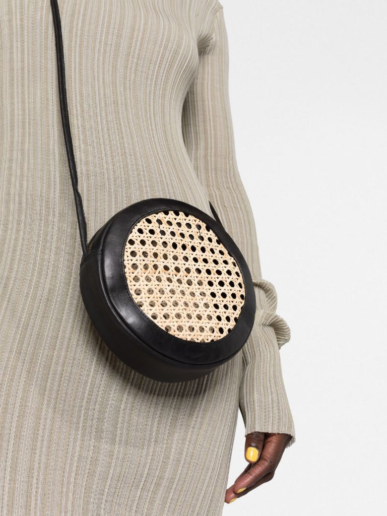 Black Rattan Cross Body Bag