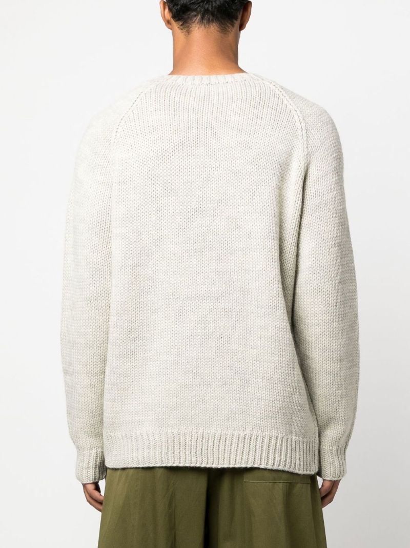 Neutral Intarsia Logo Sweater