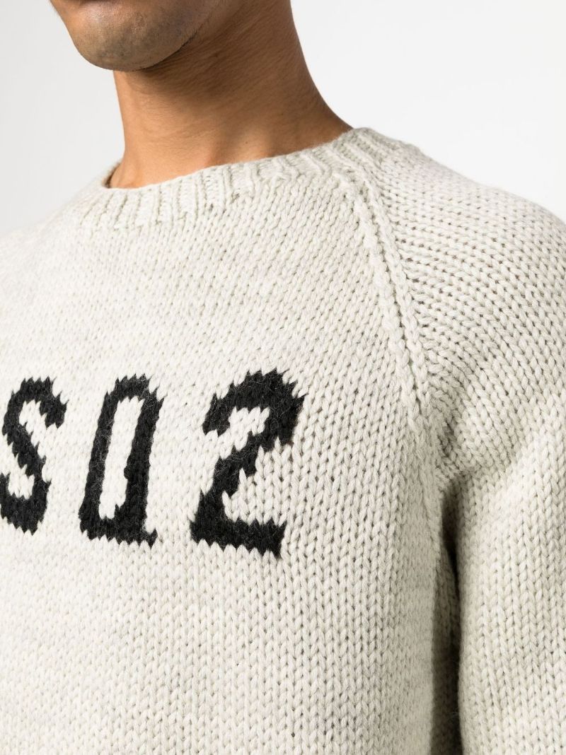 Neutral Intarsia Logo Sweater