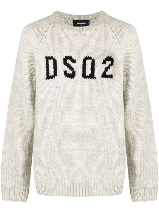 Neutral Intarsia Logo Sweater