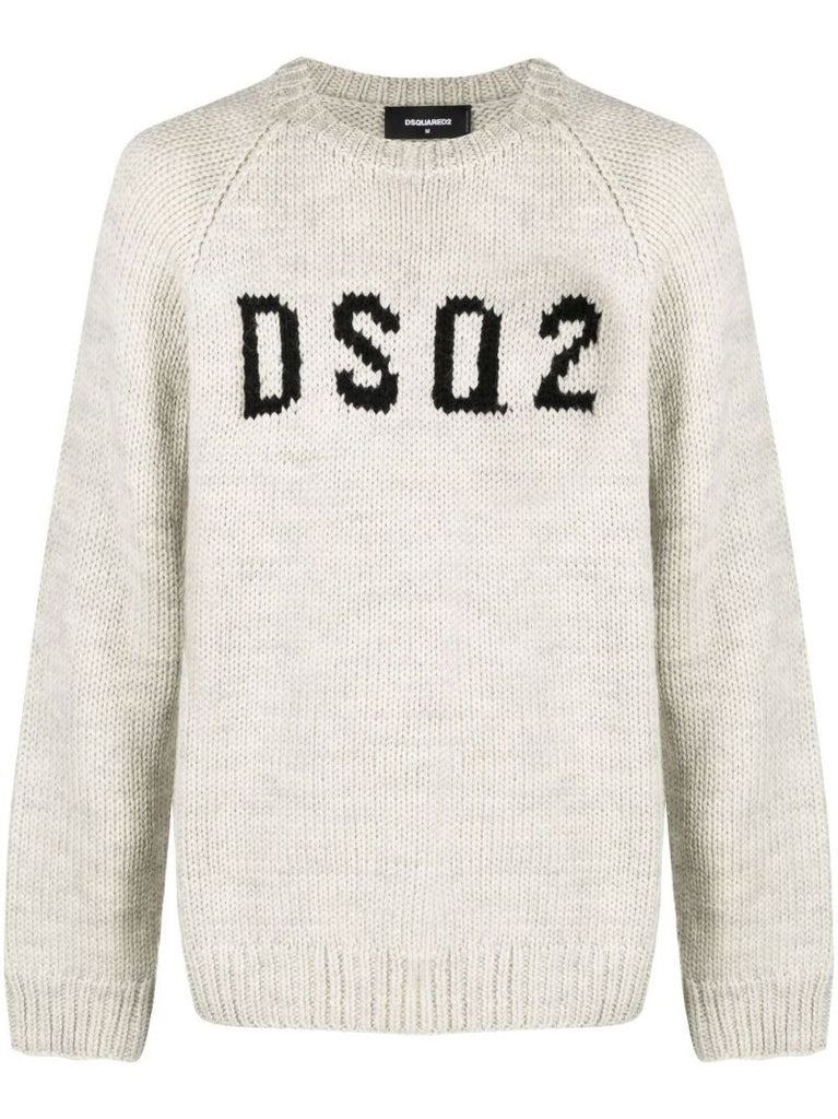 Neutral Intarsia Logo Sweater
