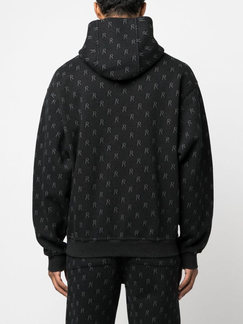 Black Intarsia Initial Cotton Hoodie