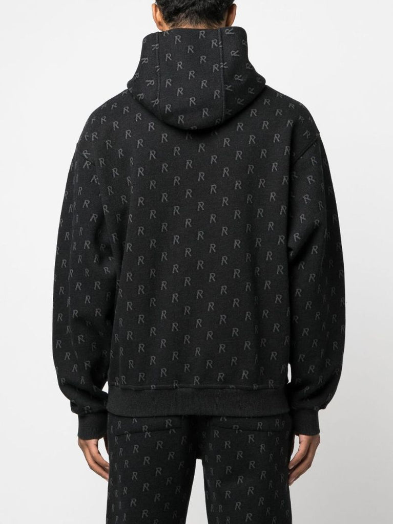 Black Intarsia Initial Cotton Hoodie