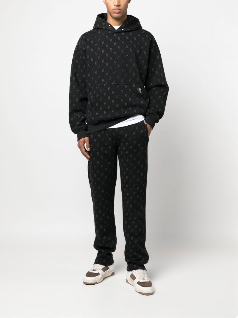 Black Intarsia Initial Cotton Hoodie