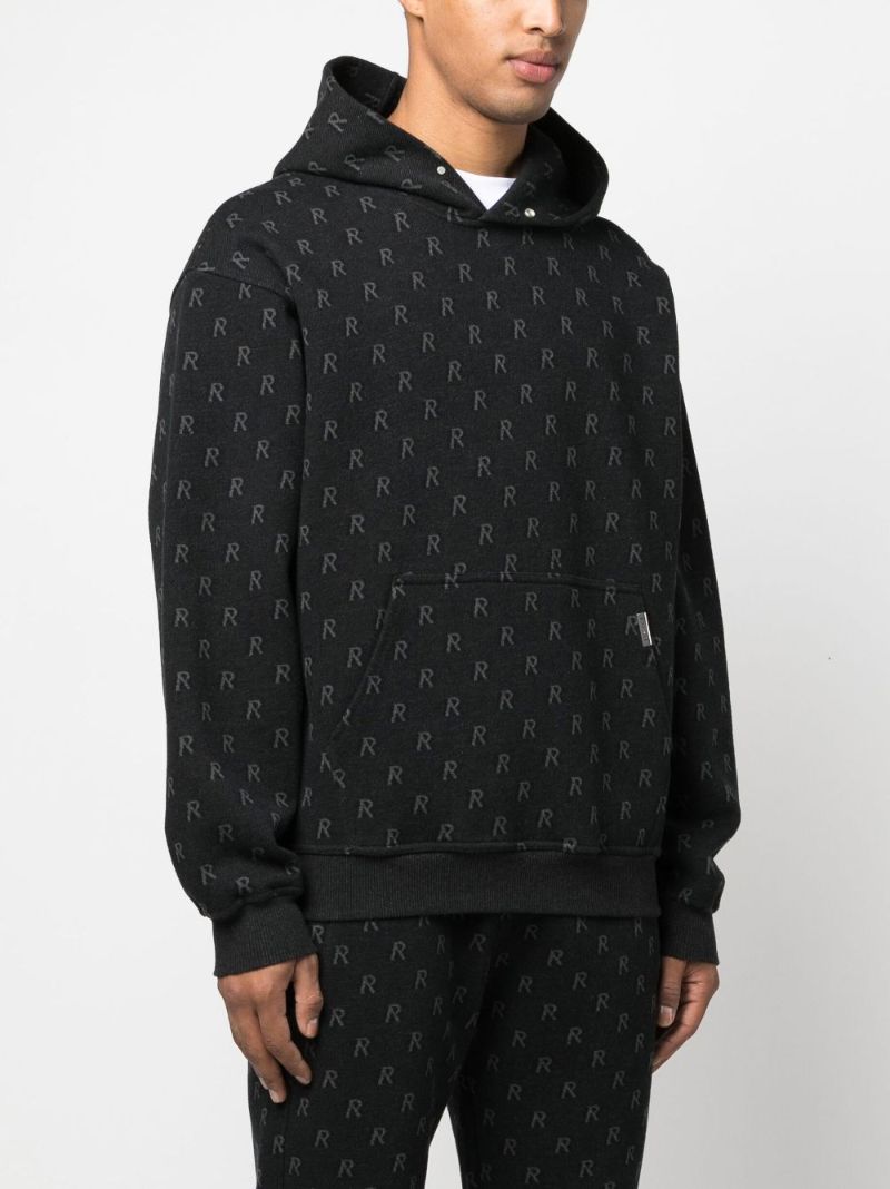 Black Intarsia Initial Cotton Hoodie