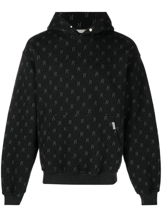 Black Intarsia Initial Cotton Hoodie