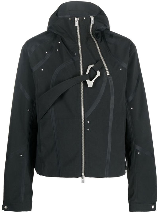 Black Cloistered Technical Hooded Jacket
