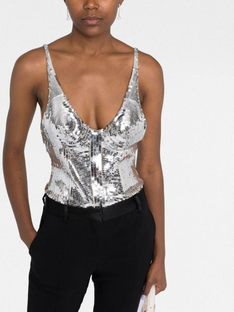 Silver Sequinned Bodysuit