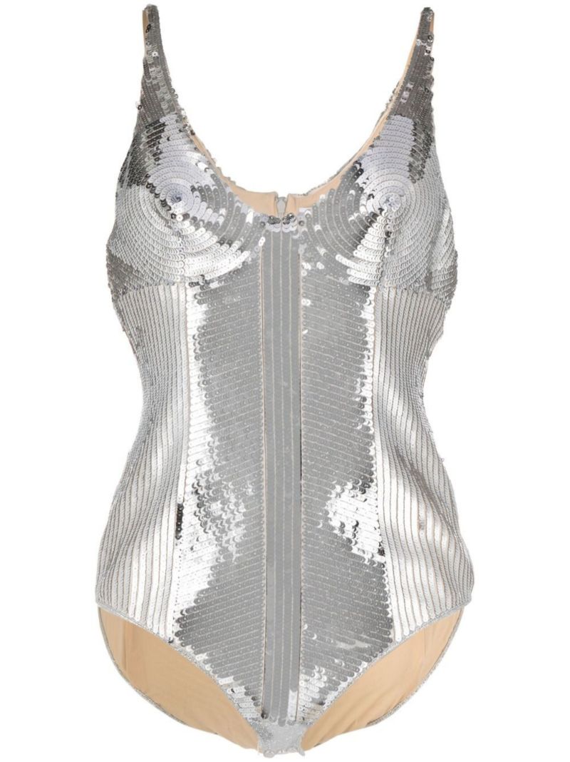 Silver Sequinned Bodysuit