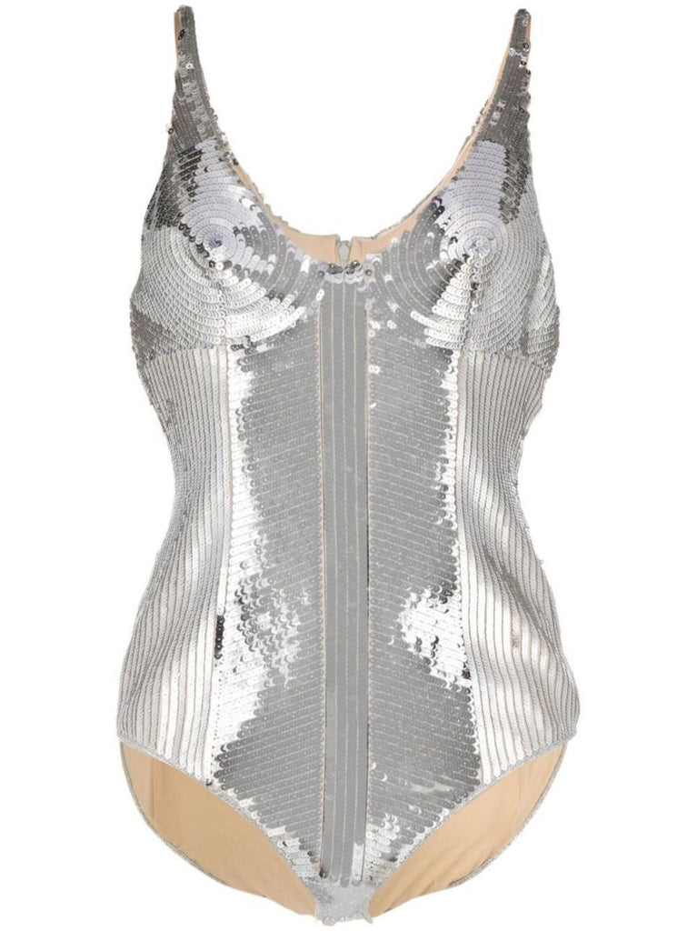 Silver Sequinned Bodysuit