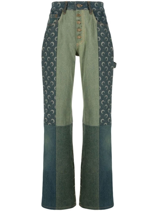 Green Moon Panelled Boyfriend Jeans