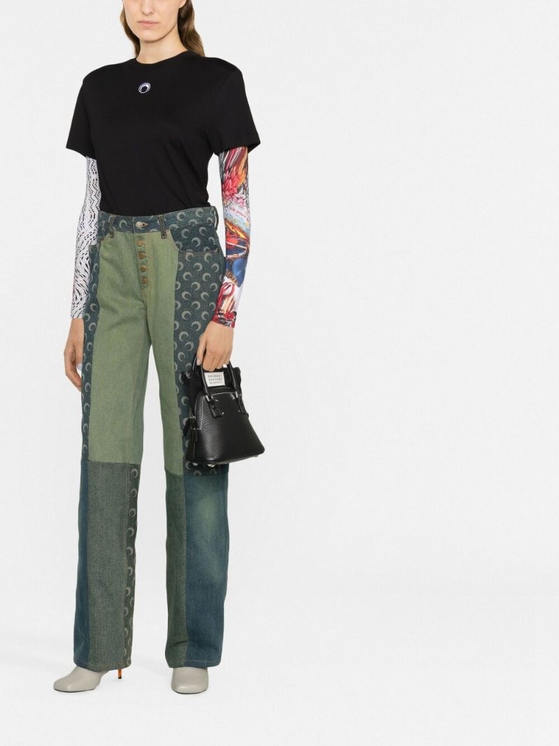 Green Moon Panelled Boyfriend Jeans