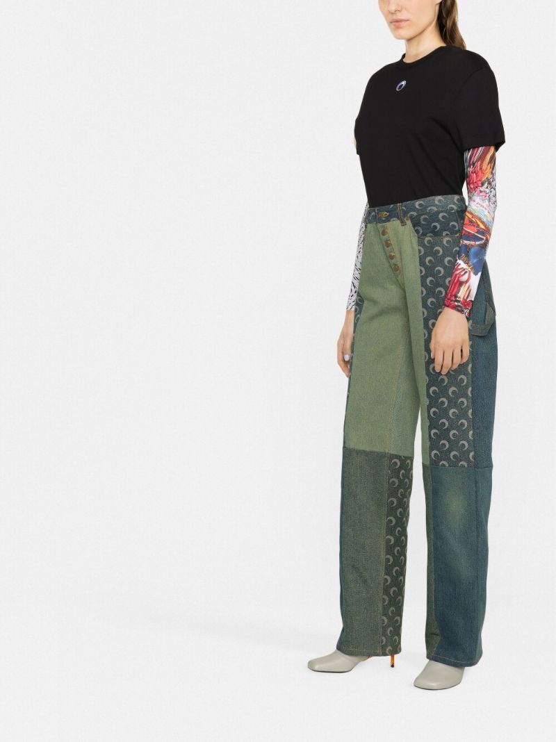 Green Moon Panelled Boyfriend Jeans