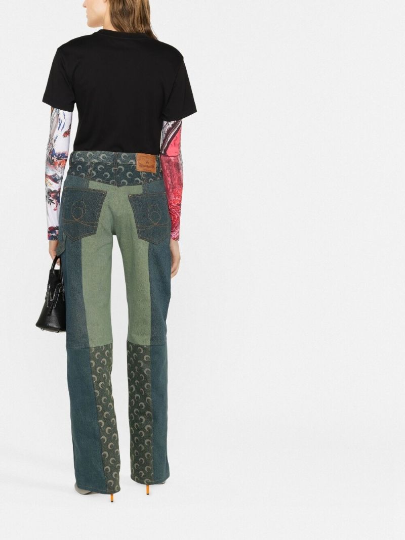 Green Moon Panelled Boyfriend Jeans