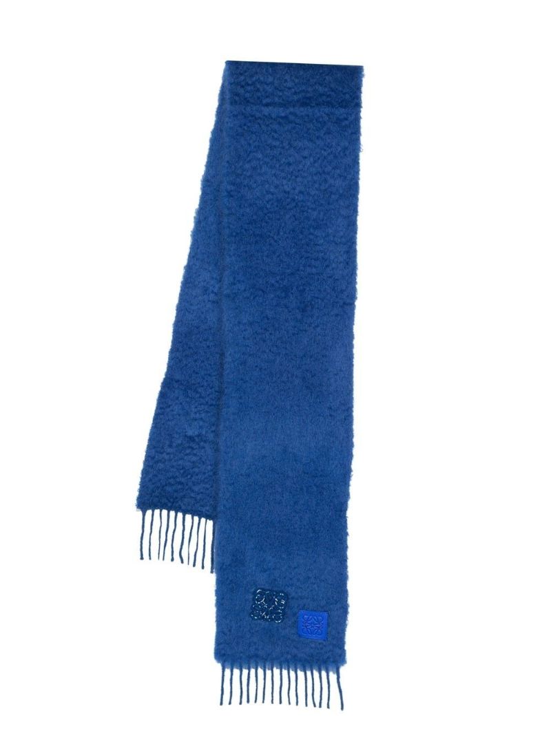 Blue Anagram Logo Fringed Scarf