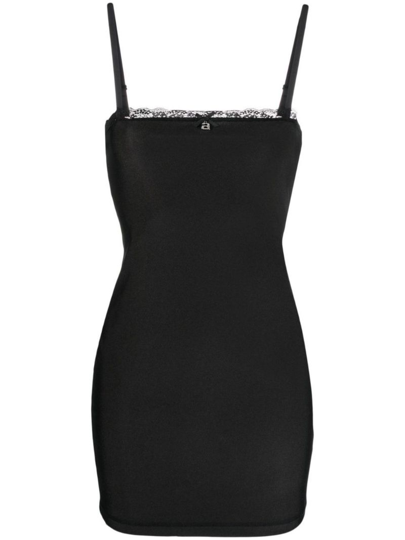 Black Lace Trim Mini Dress
