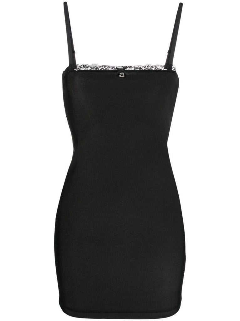 Black Lace Trim Mini Dress