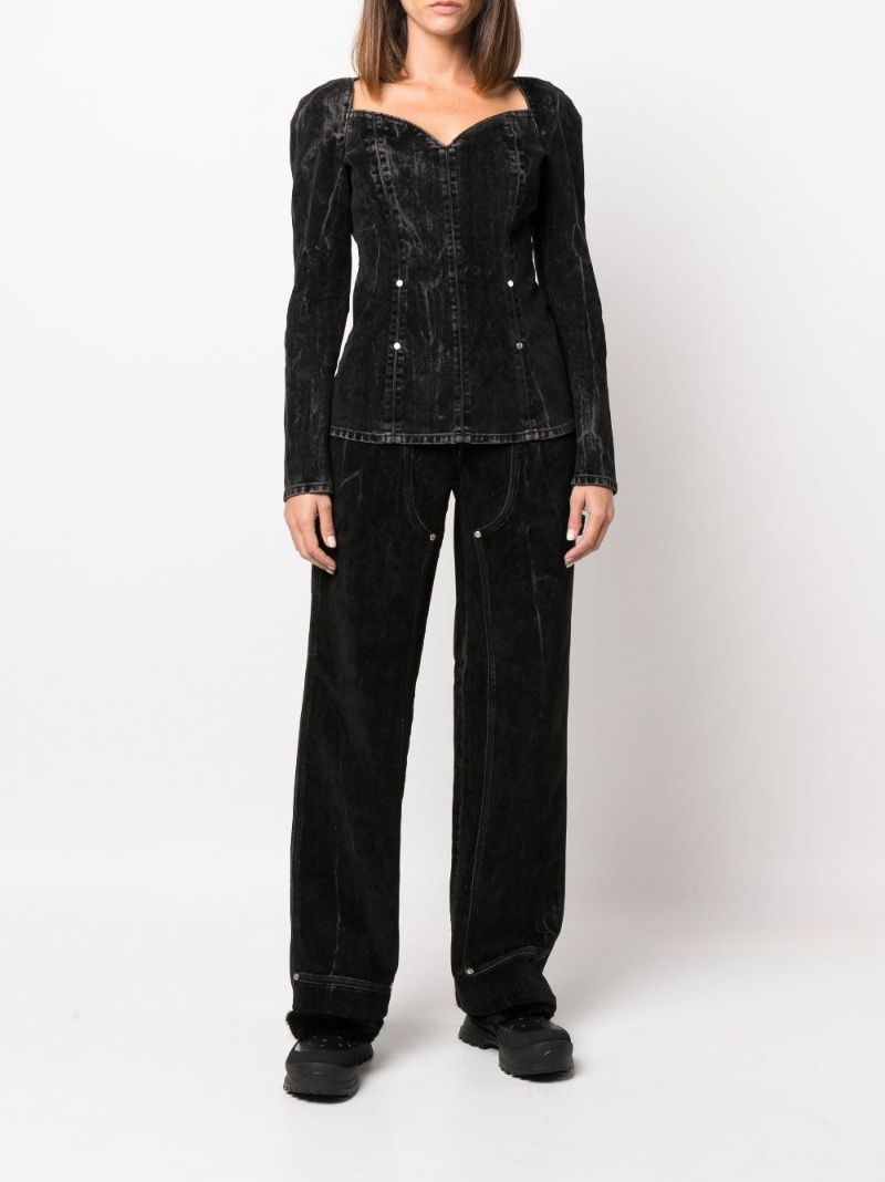 Black Mid-rise Straight-leg Jeans