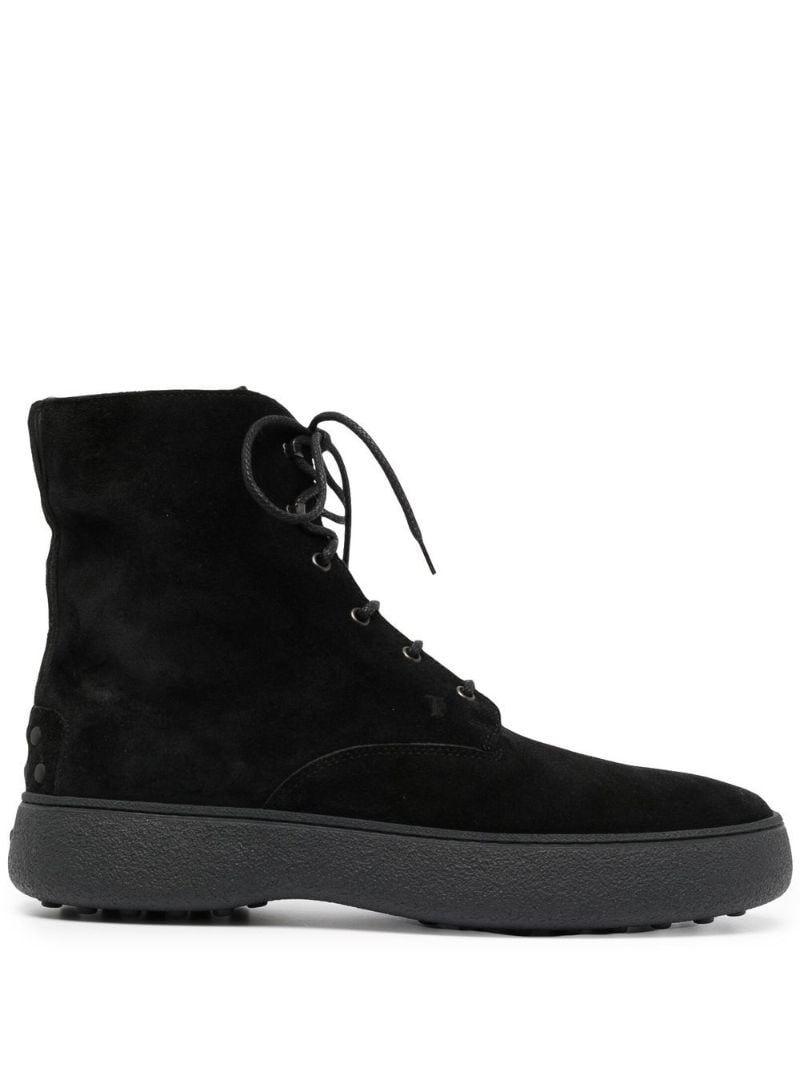 Black W.g. Suede Lace Up Boots