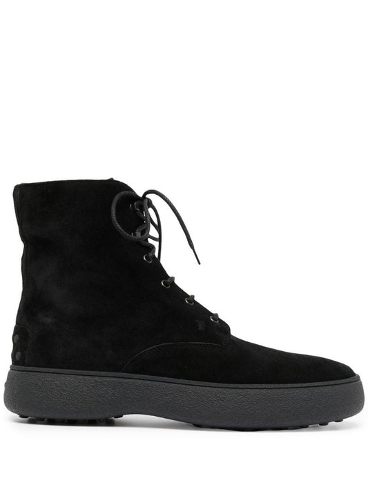 Black W.g. Suede Lace Up Boots