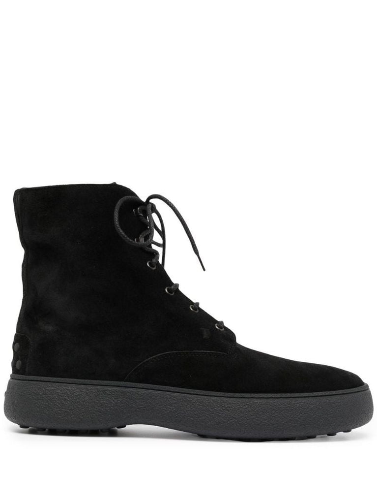 Black W.g. Suede Lace Up Boots