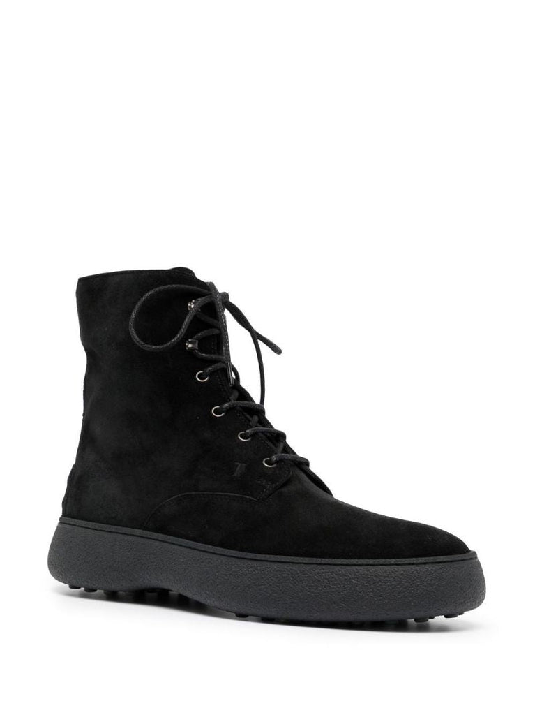 Black W.g. Suede Lace Up Boots