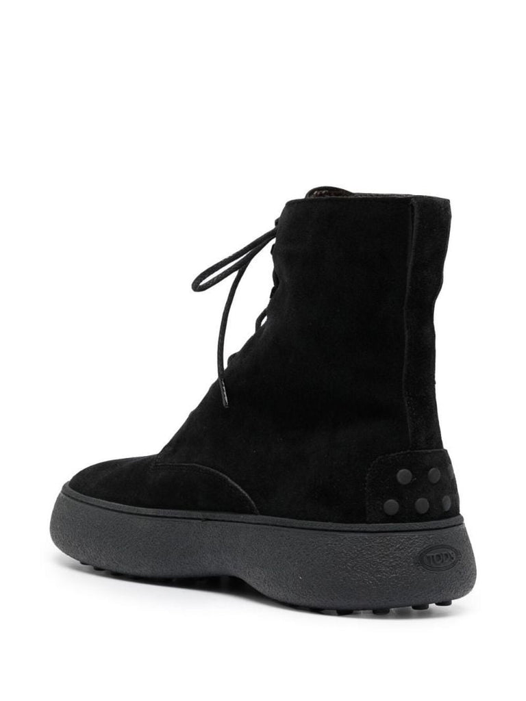 Black W.g. Suede Lace Up Boots
