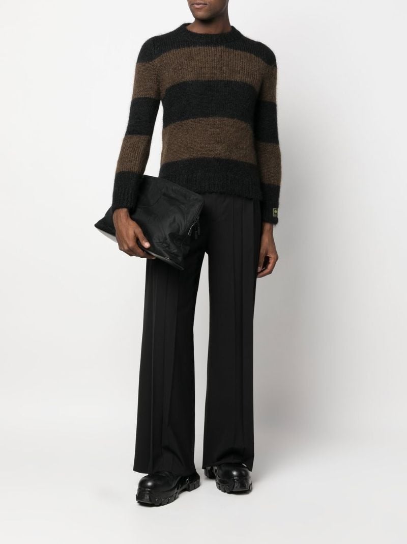 Black and Brown Striped Knitted Sweater