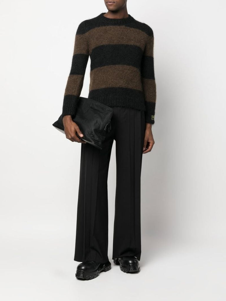 Black and Brown Striped Knitted Sweater