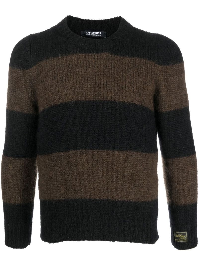 Black and Brown Striped Knitted Sweater