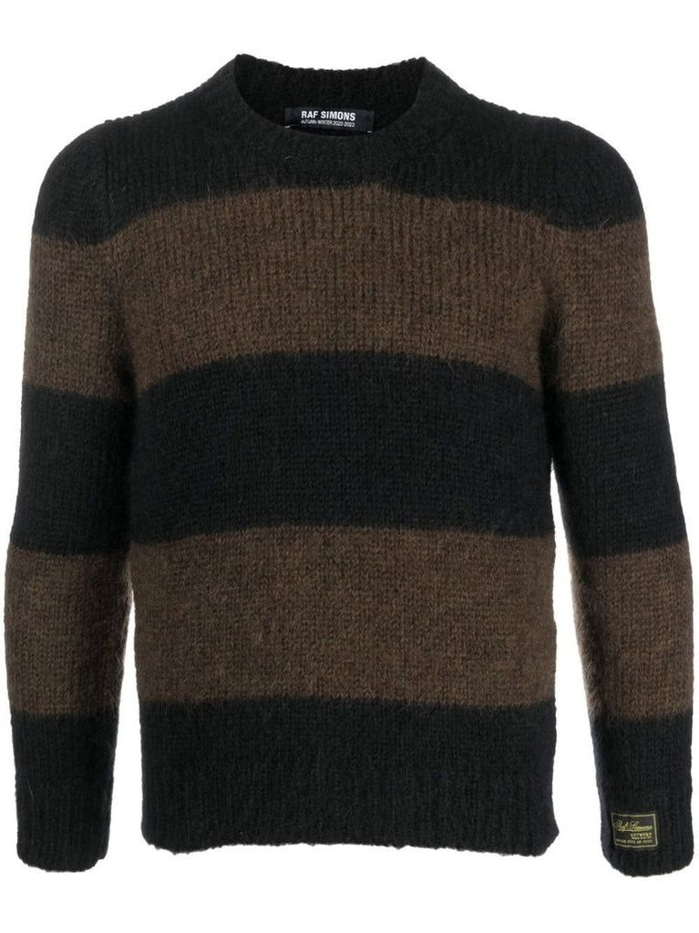 Black and Brown Striped Knitted Sweater