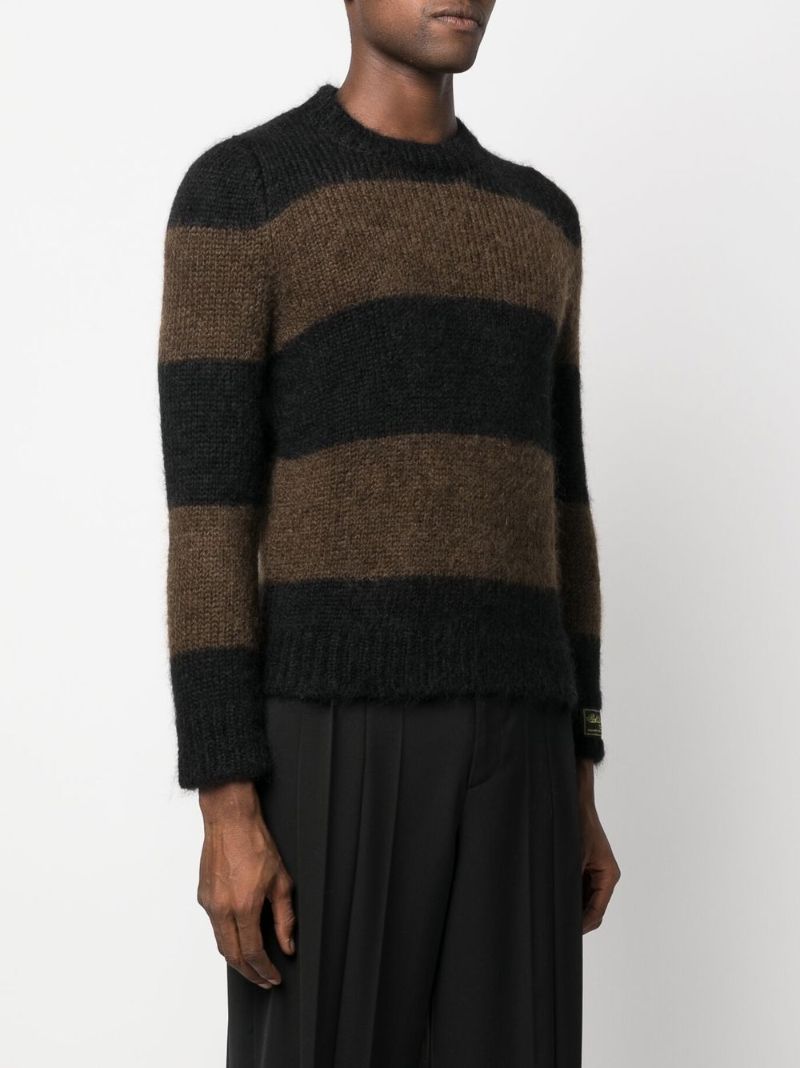 Black and Brown Striped Knitted Sweater