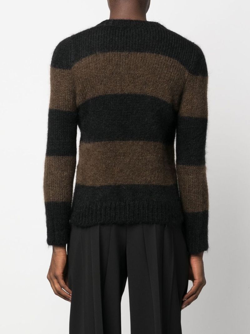 Black and Brown Striped Knitted Sweater