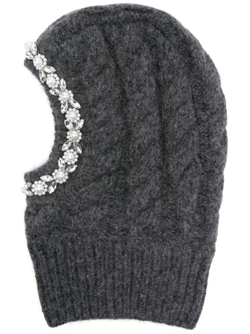 Grey Knitted Crystal Balaclava