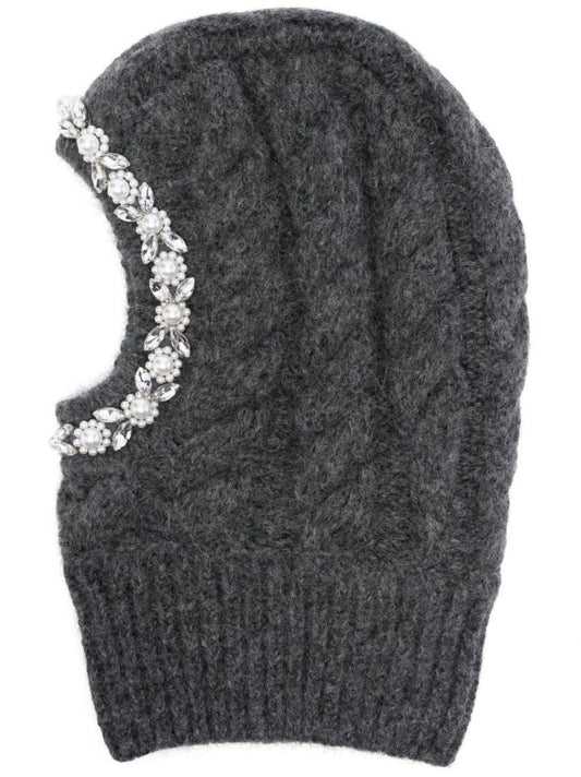 Grey Knitted Crystal Balaclava