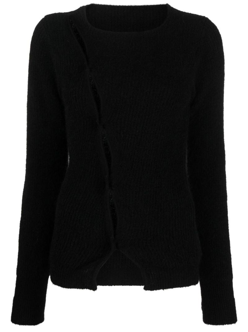Black La Maille Pau Asymmetric Cardigan