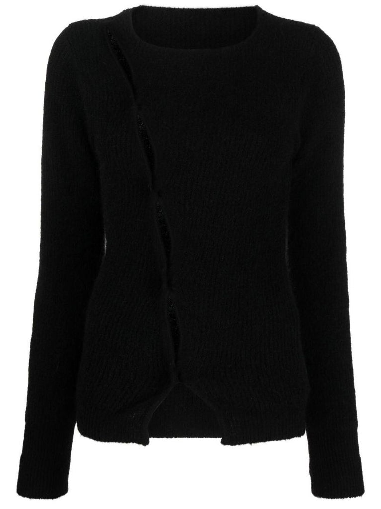Black La Maille Pau Asymmetric Cardigan