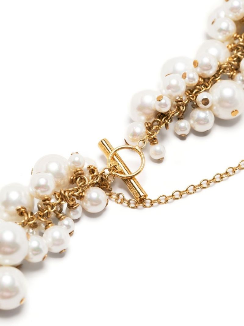 Gold-tone Mother of Pearl Cluster Necklace