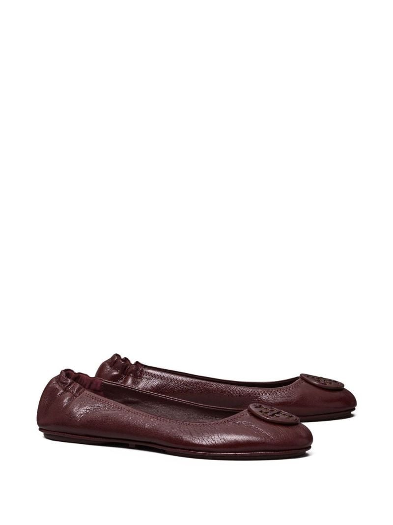 Red Double T Logo Leather Ballerina Shoes