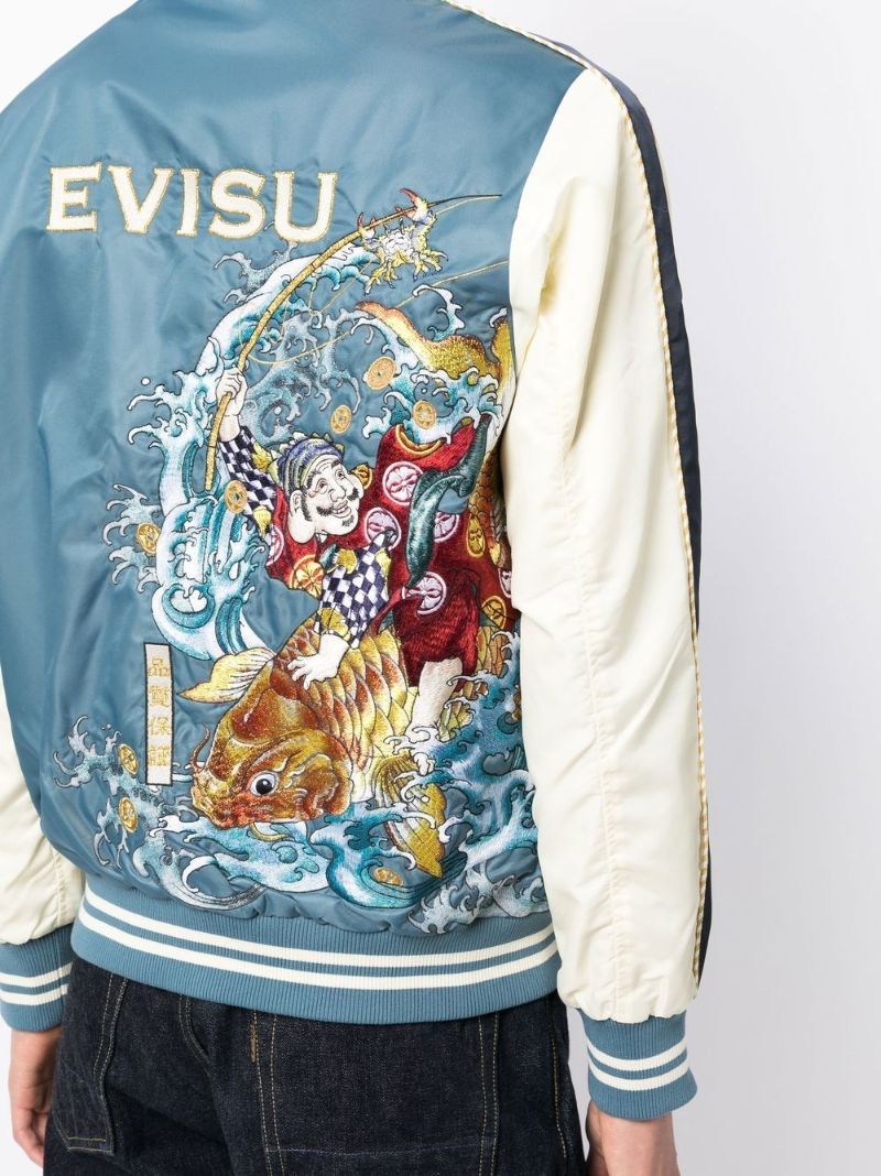 Blue Embroidered Logo Bomber Jacket