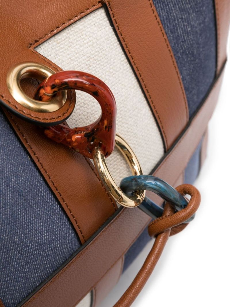 Brown Denim Patchwork Tote Bag