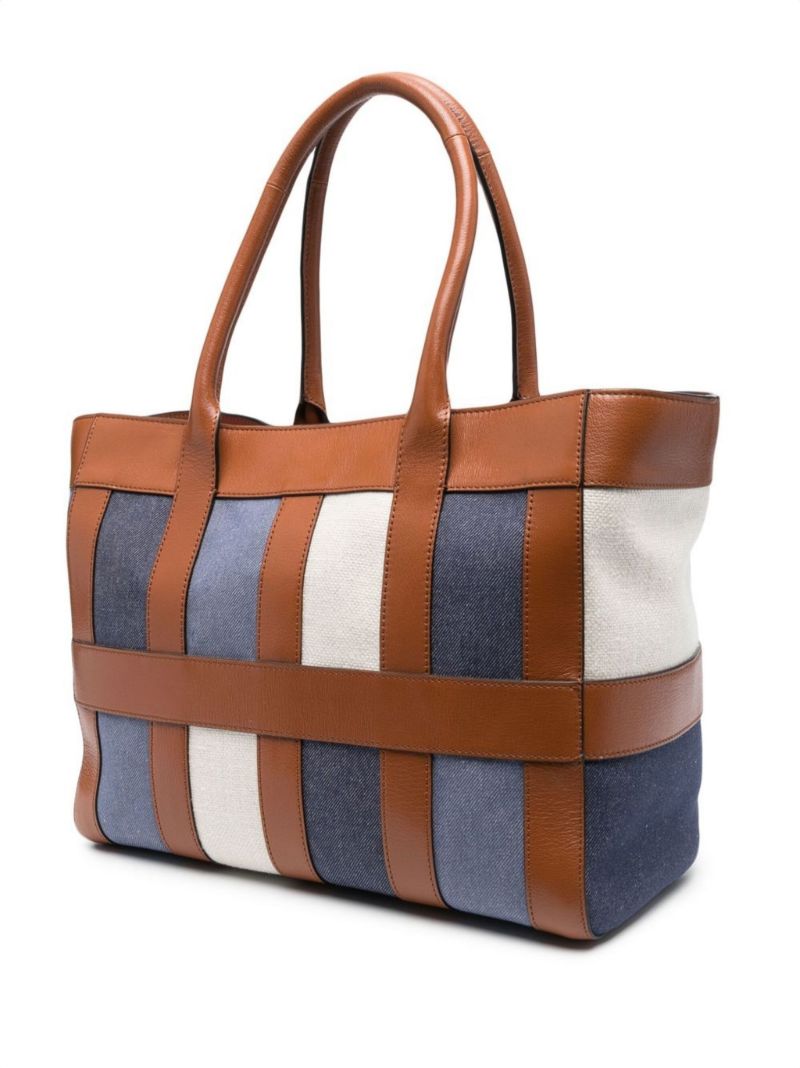 Brown Denim Patchwork Tote Bag