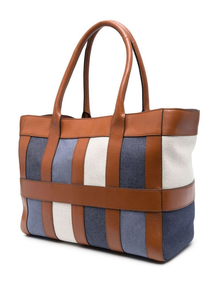 Brown Denim Patchwork Tote Bag
