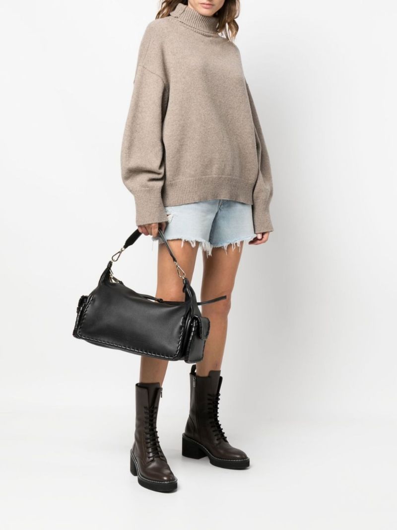 Black Nahir Leather Shoulder Bag