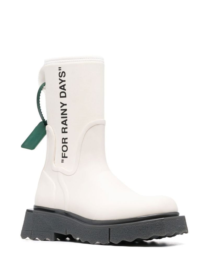 White Slogan Print Ankle Boots